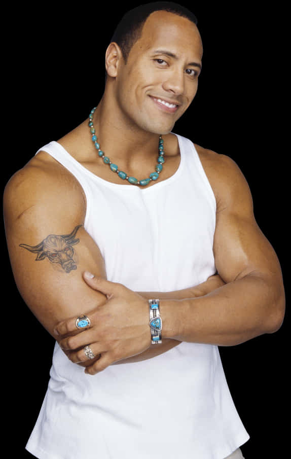 Confident Man White Tank Top PNG Image