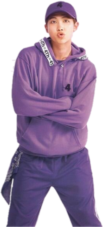 Confident Manin Purple Attire PNG Image