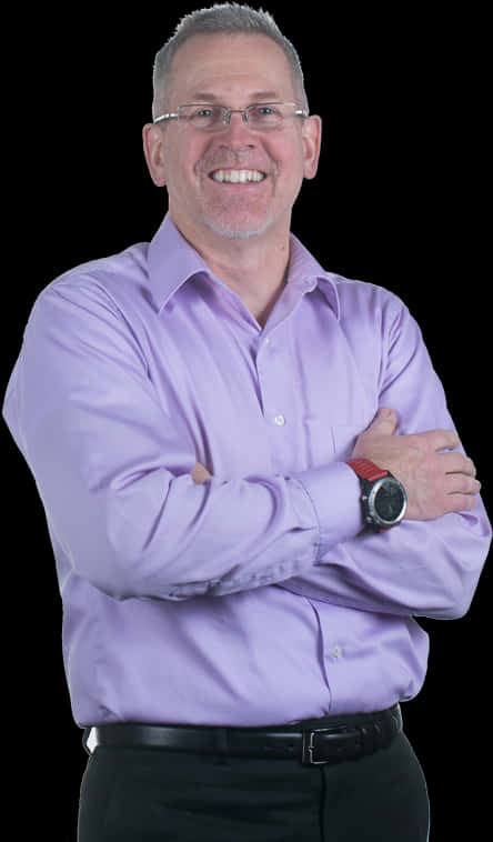 Confident Manin Purple Shirt PNG Image