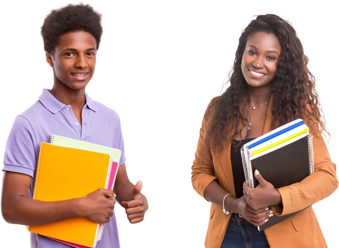 Confident Students Posing With Books PNG Image