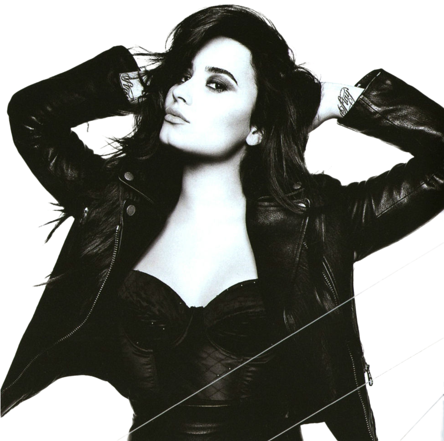 Confident Woman Leather Jacket PNG Image