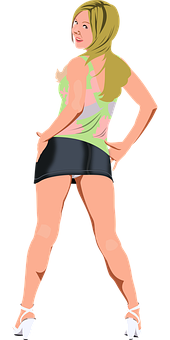 Confident Woman Pose Illustration PNG Image