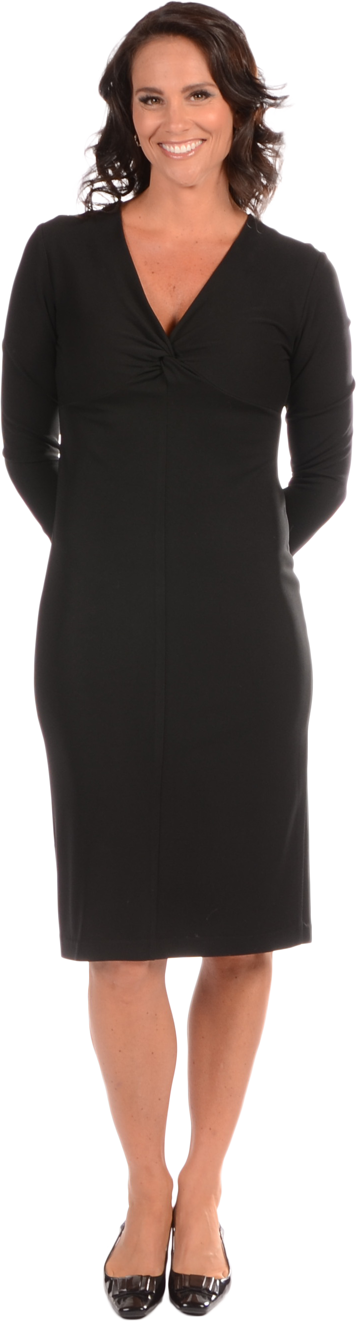 Confident Womanin Black Dress PNG Image