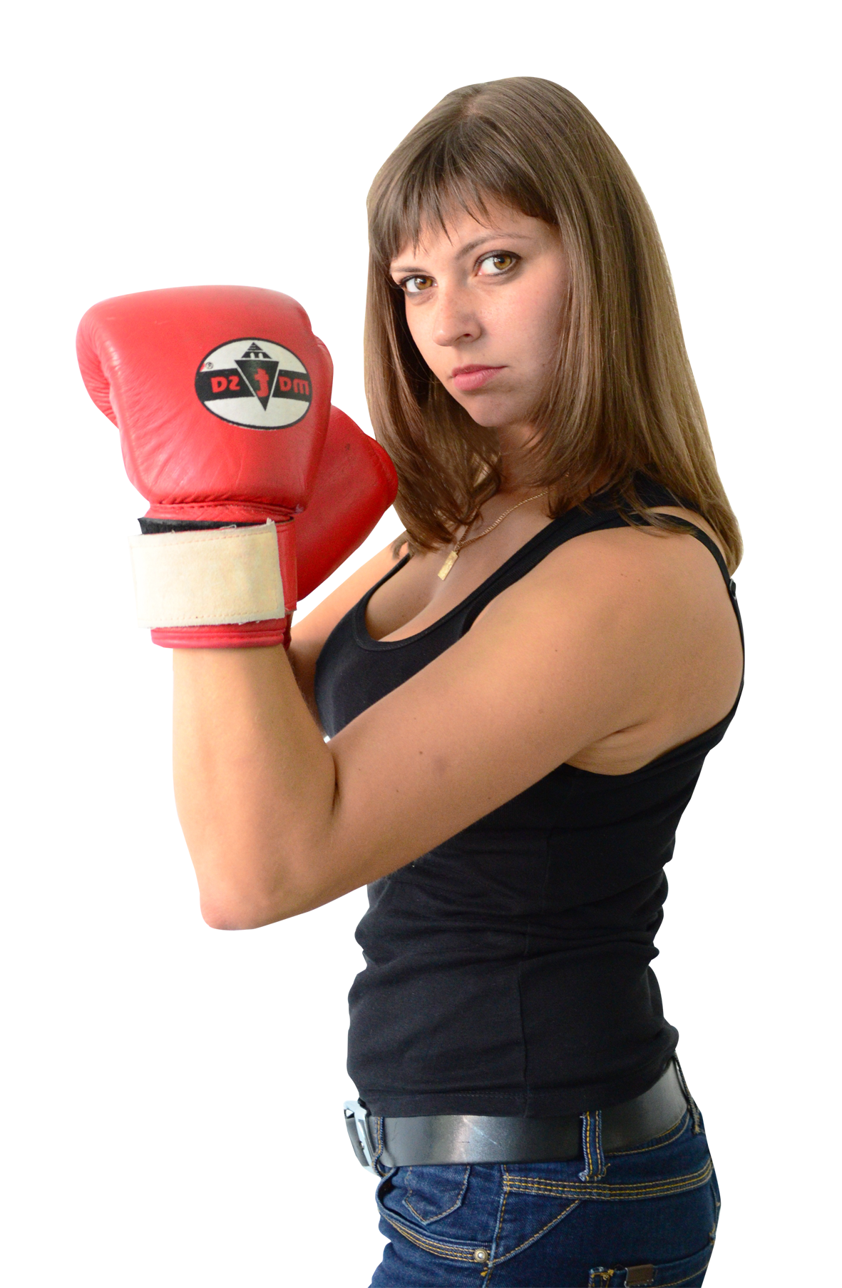 Confident Womanwith Boxing Gloves PNG Image