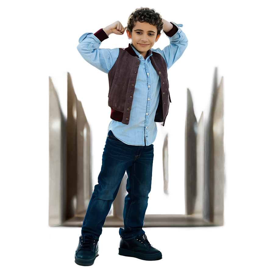 Confident Young Boy Pose PNG Image