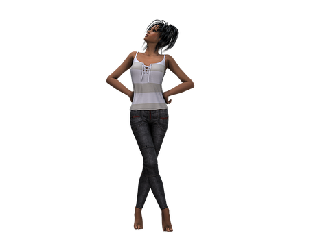 Confident3 D Animated Woman Pose PNG Image