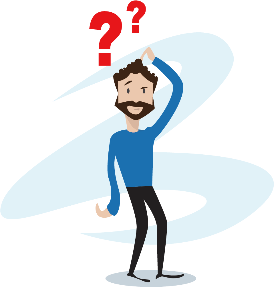 Confused Cartoon Manwith Question Marks PNG Image