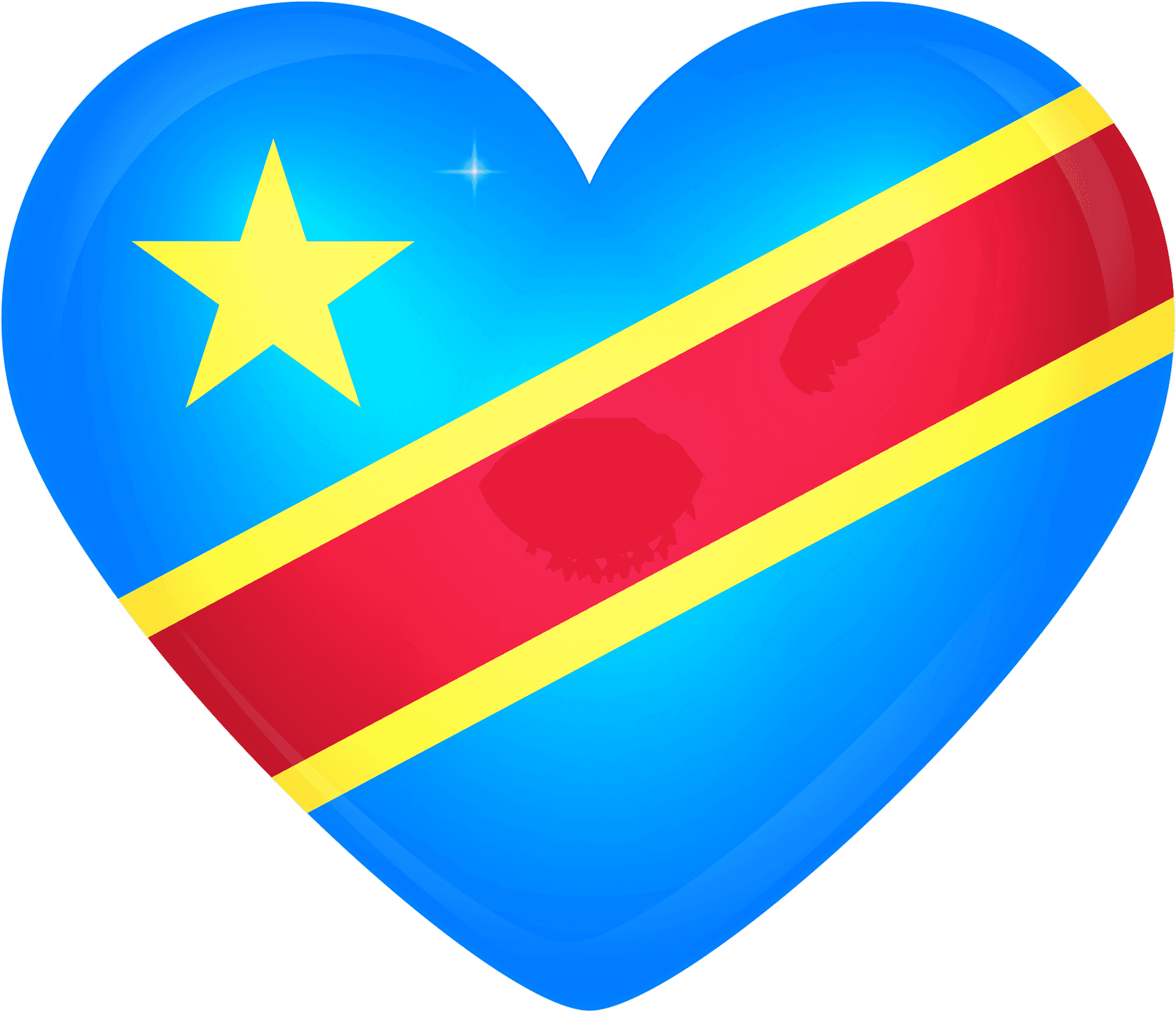 Congo Love Heart Flag PNG Image