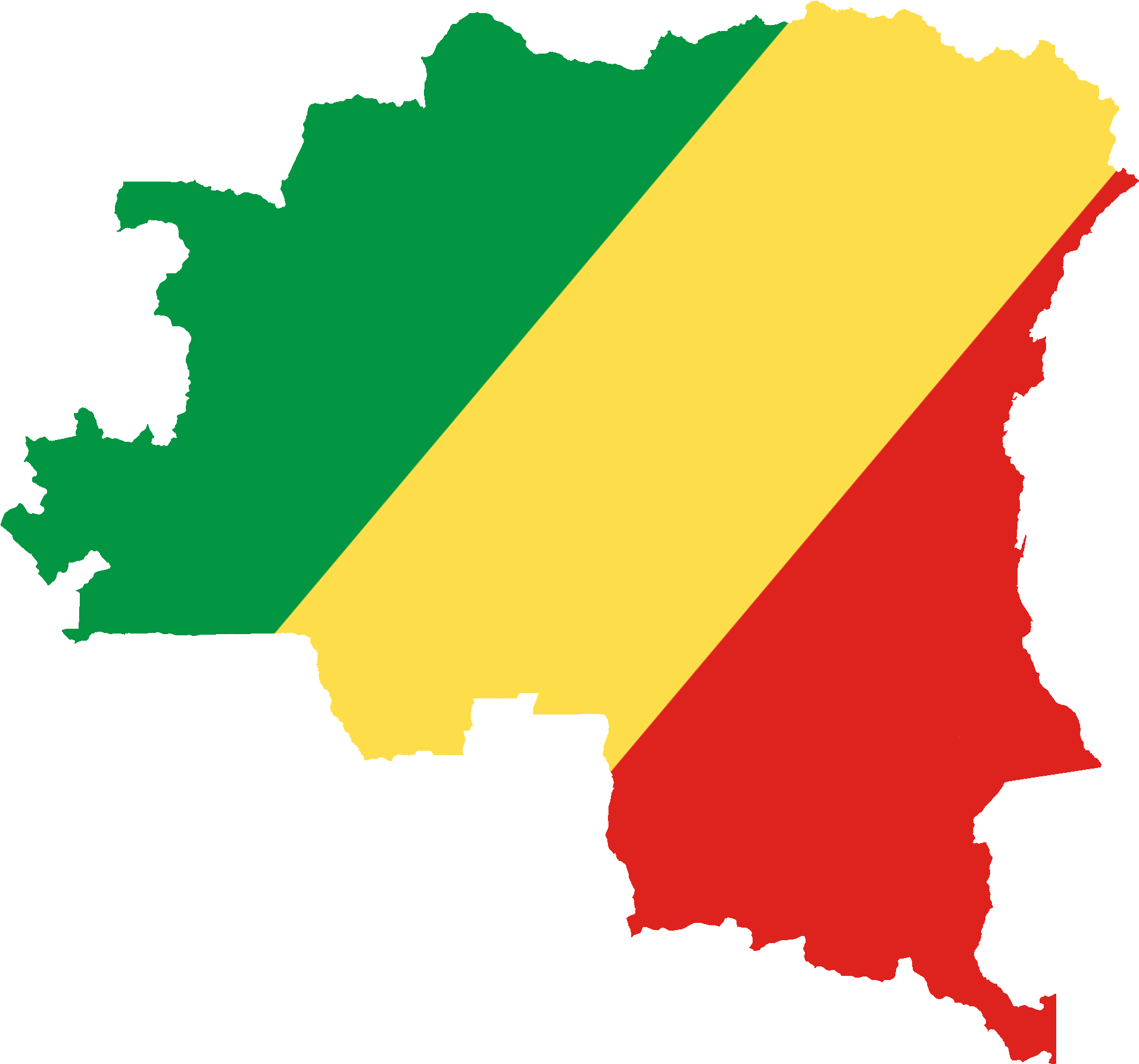 Congo Map Flag Overlay PNG Image