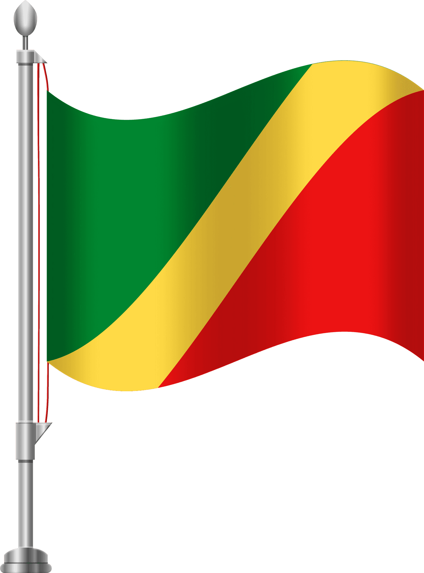 Congo Republic Flagon Pole PNG Image