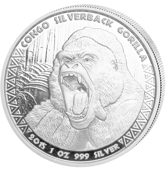 Congo Silverback Gorilla Silver Coin2015 PNG Image