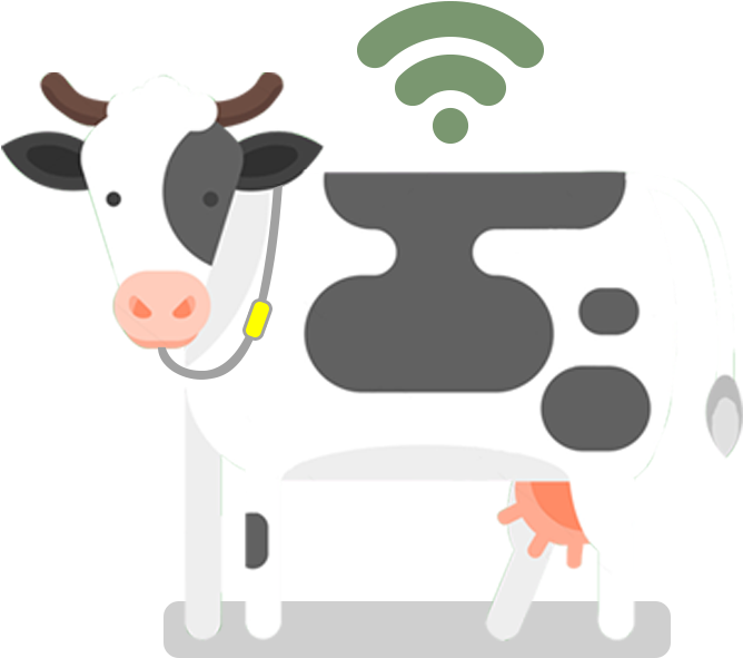 Connected Cow Cartoon Illustration PNG Image