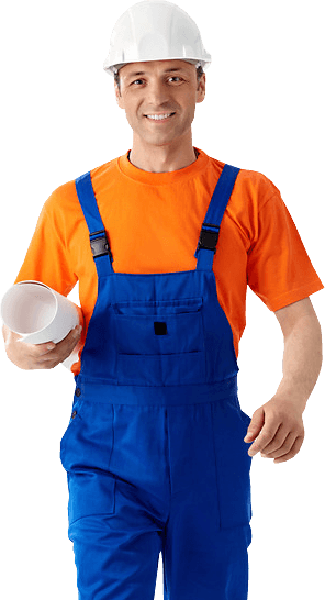 Construction Worker Smiling With Blueprints PNG Image