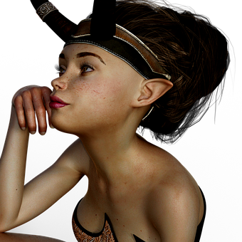 Contemplative Elf Portrait PNG Image