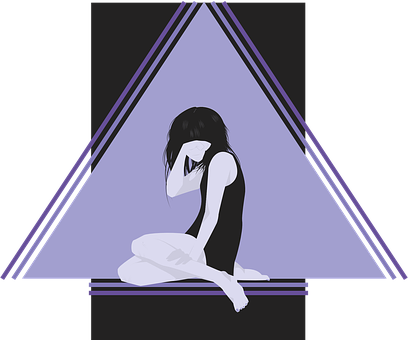 Contemplative Girlin Triangle Frame PNG Image