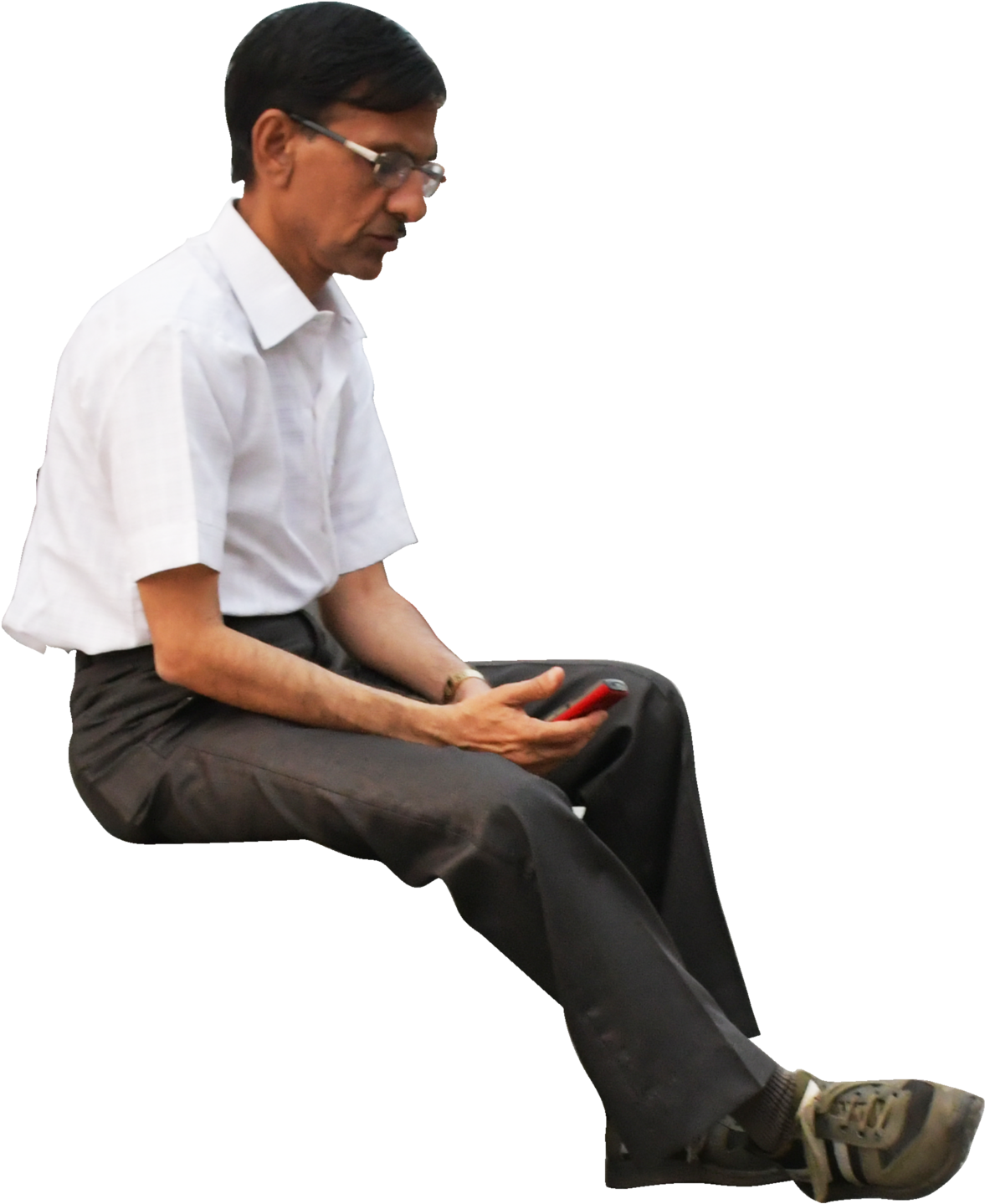 Contemplative Man Sitting PNG Image