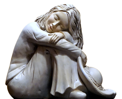 Contemplative Sculptureof Girl PNG Image