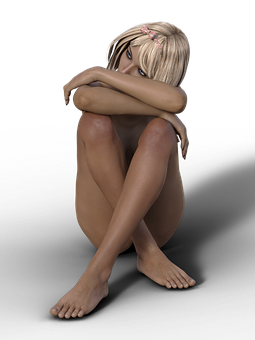 Contemplative3 D Rendered Female PNG Image