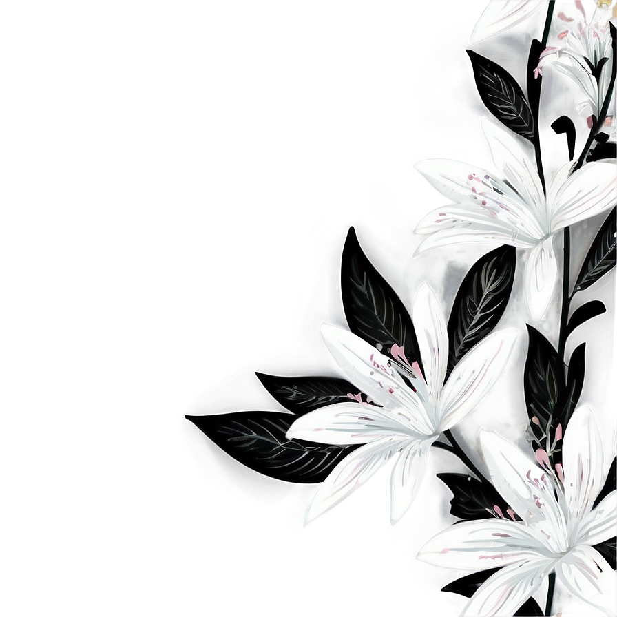 Contemporary Black White Flowers Png 63 PNG Image