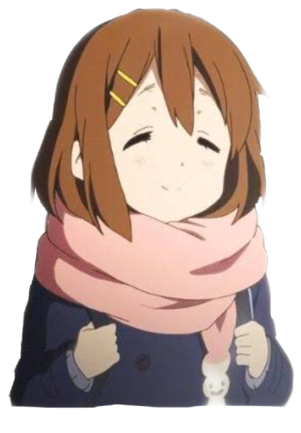 Content_ Anime_ Girl_ Smiling_with_ Scarf.png PNG Image