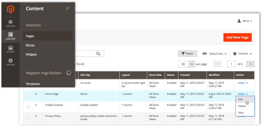 Content Management System Interface Screenshot PNG Image