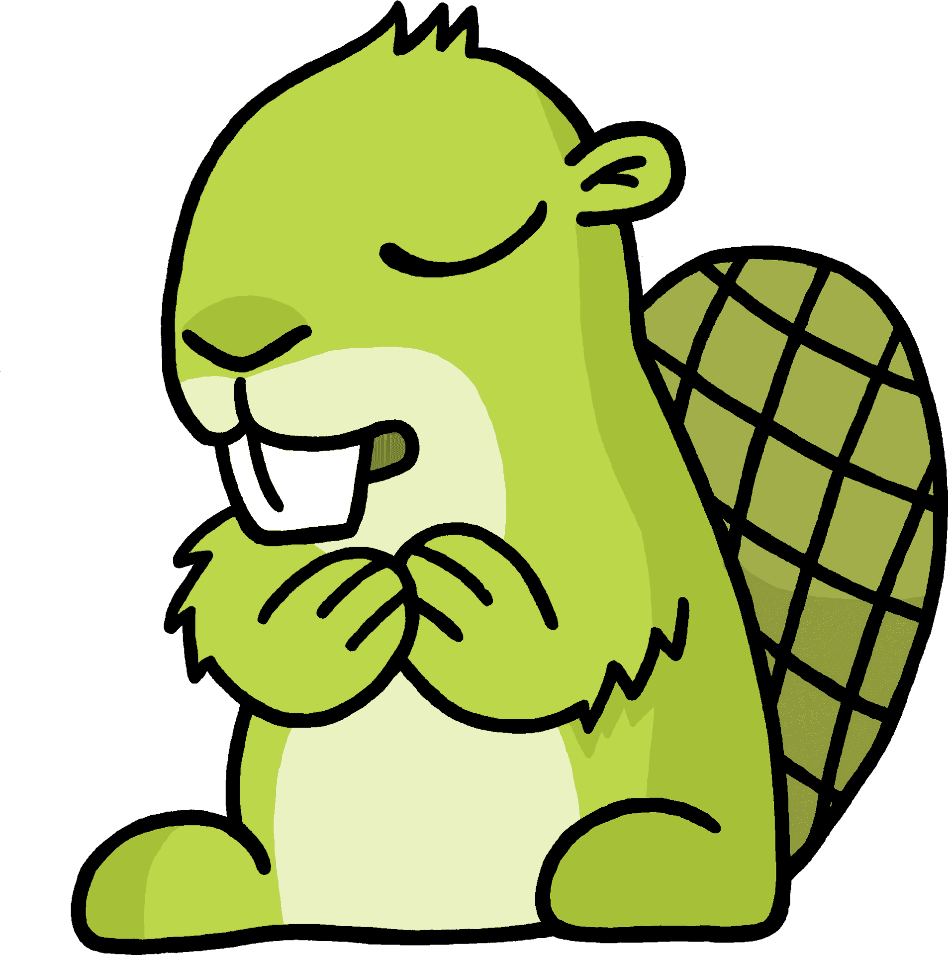 Contented Cartoon Beaver PNG Image