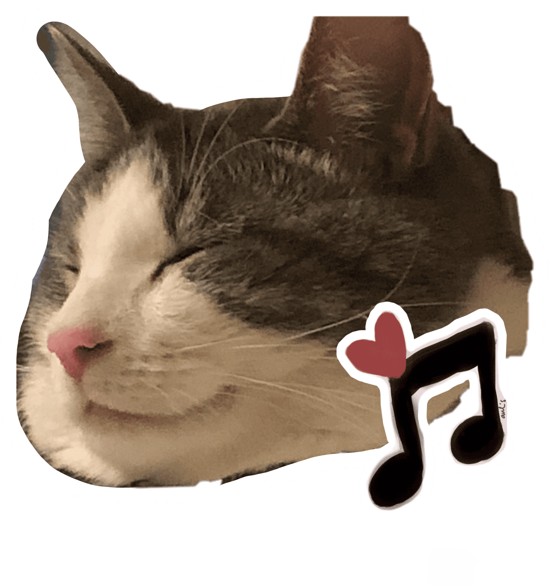 Contented Cat Music Love Sticker.png PNG Image