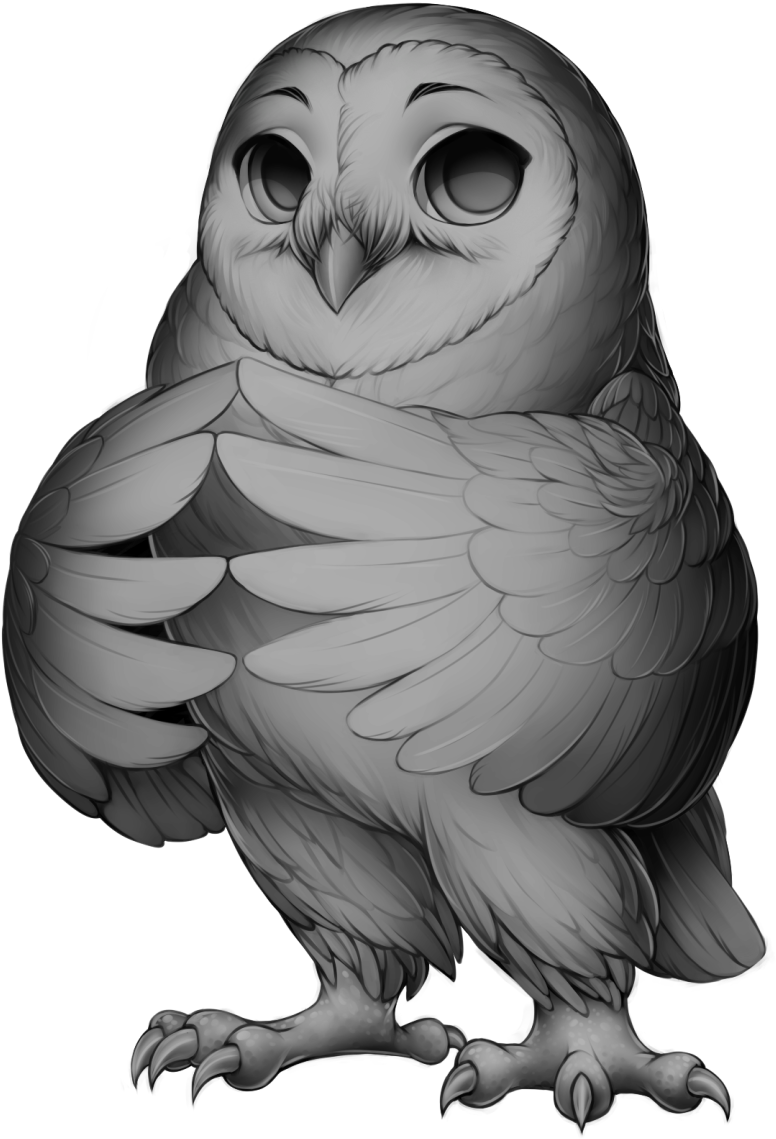 Contented Grey Owl Illustration PNG Image