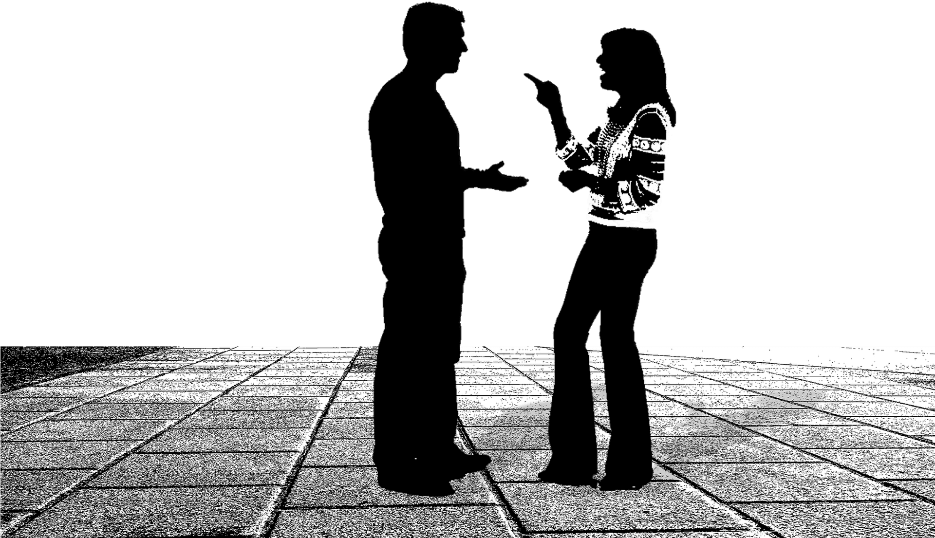 Conversation Silhouettes Outdoor Setting PNG Image