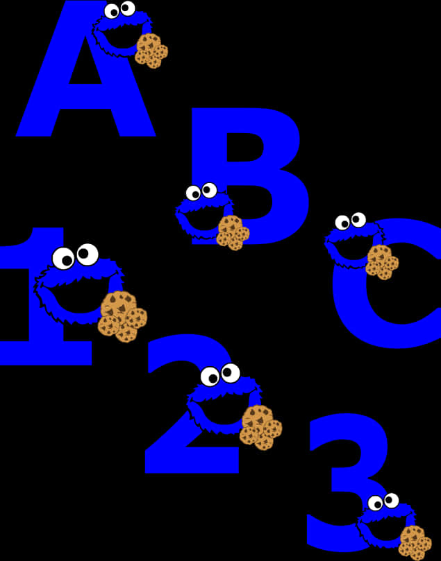 Cookie Monster Alphabet Numbers PNG Image