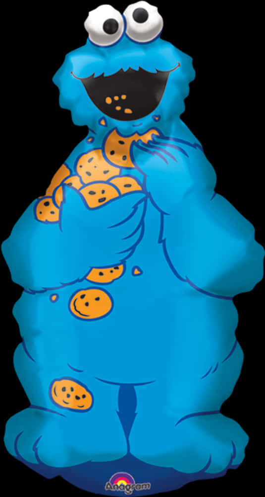 Cookie Monster Eating Cookies Illustration PNG Image