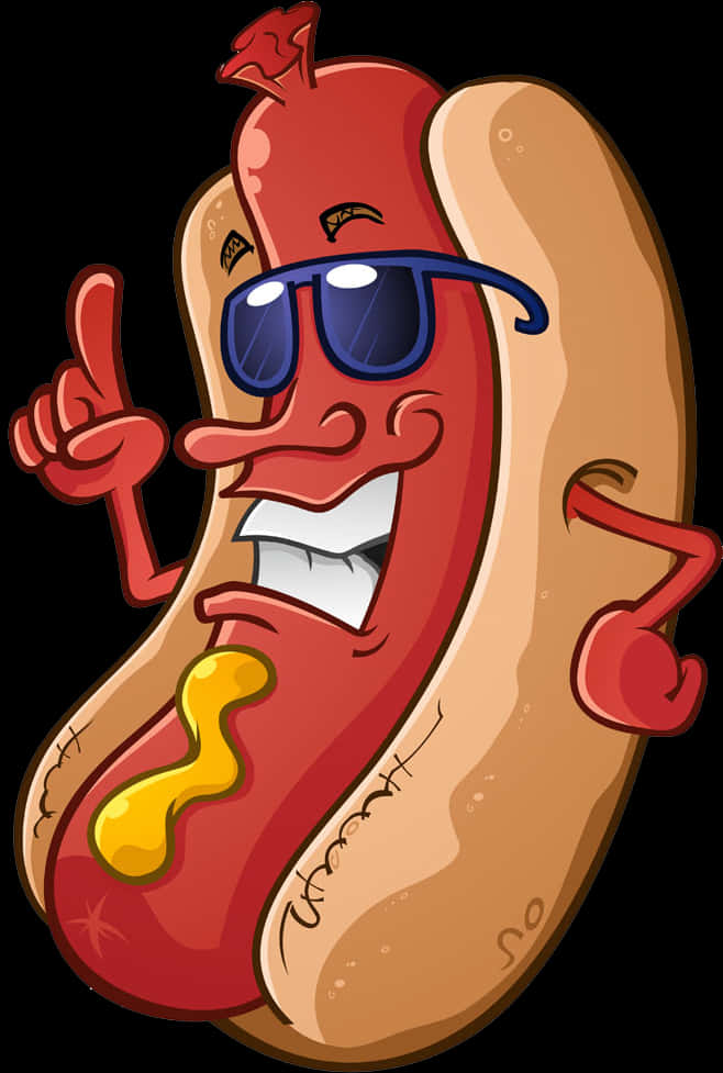 Cool_ Animated_ Hot_ Dog_ Character PNG Image