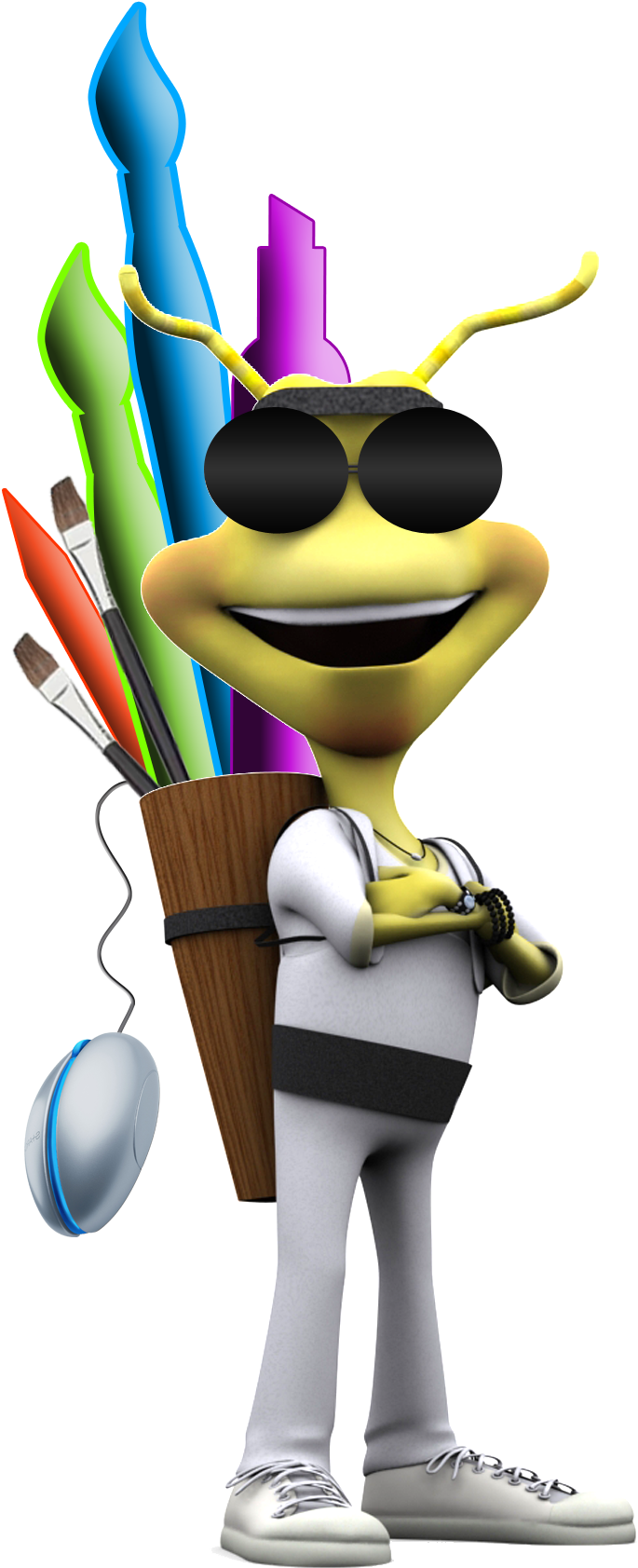 Cool Art Supplies Character PNG Image