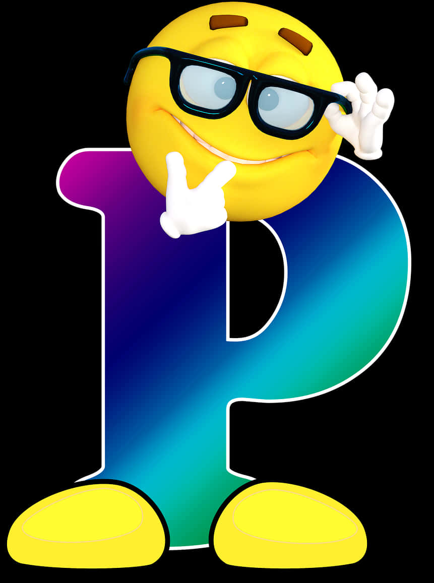 Cool Emoji Leaningon Letter P PNG Image