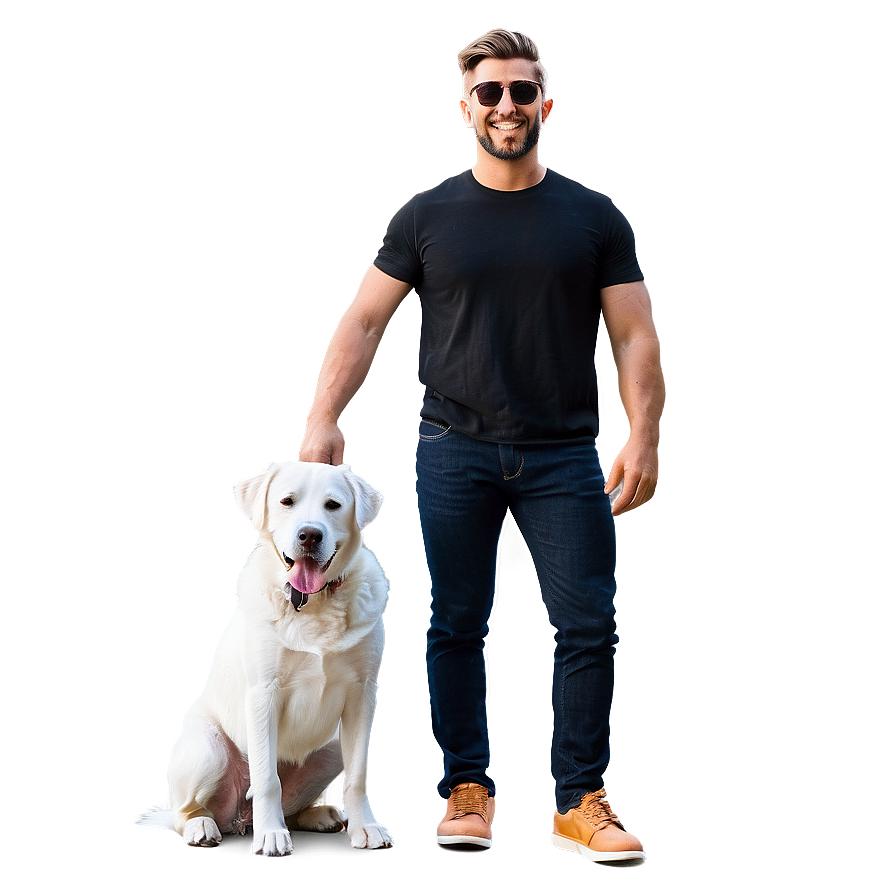 Cool Guy With A Pet Dog Png Cxc PNG Image