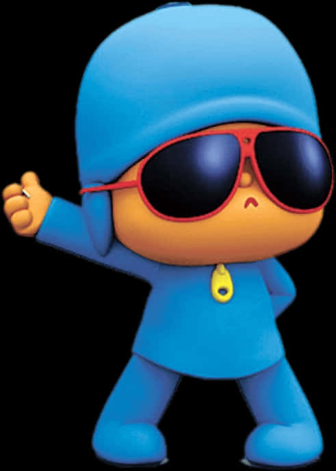 Cool Pocoyo Wearing Sunglasses PNG Image