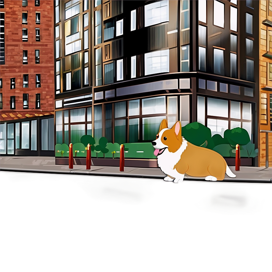 Corgi In The City Png 05212024 PNG Image