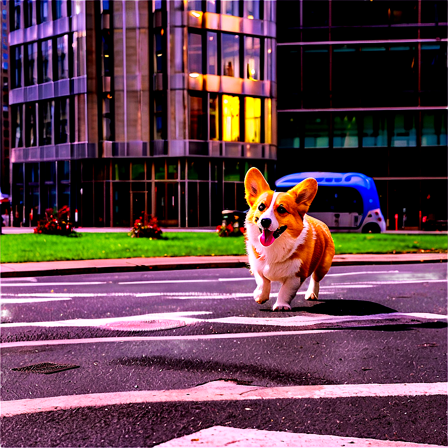 Corgi In The City Png 05212024 PNG Image