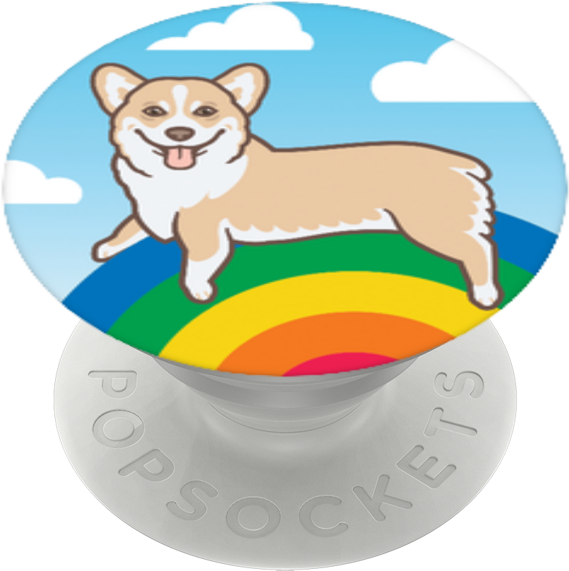 Corgi Rainbow Pop Socket Design PNG Image