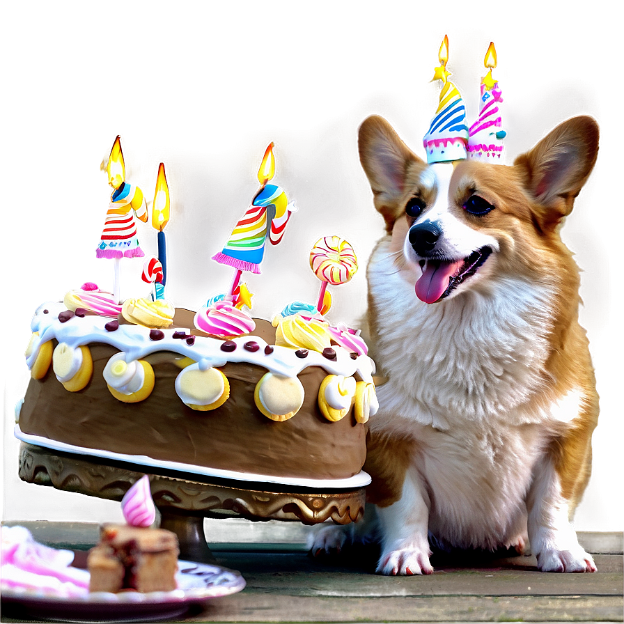 Corgi With Cake Png Wvy30 PNG Image