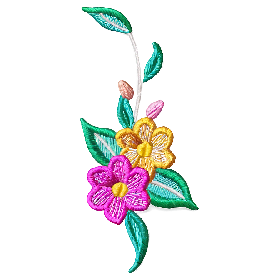 Corner Flower Embroidery Design Png Uqm PNG Image