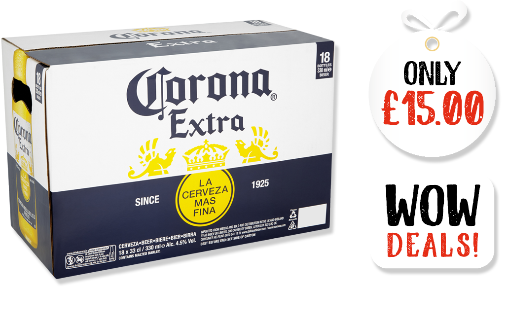 Corona Beer18 Pack Discounted Price PNG Image