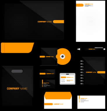 Corporate Stationery Design Set Black Orange PNG Image