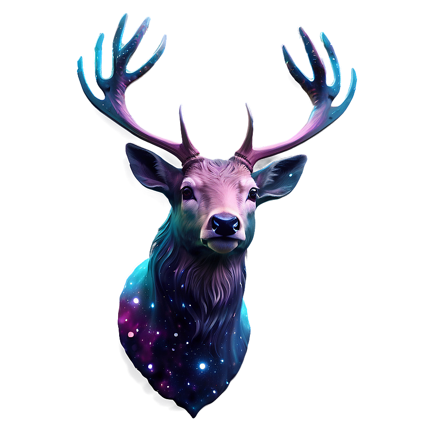 Cosmic Deer Head Space Art Png Yfl PNG Image