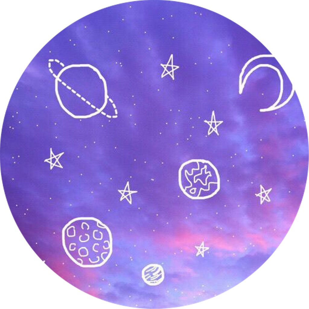 Cosmic Doodle Art Purple Background PNG Image