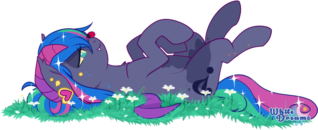 Cosmic Equine Restingin Grass PNG Image