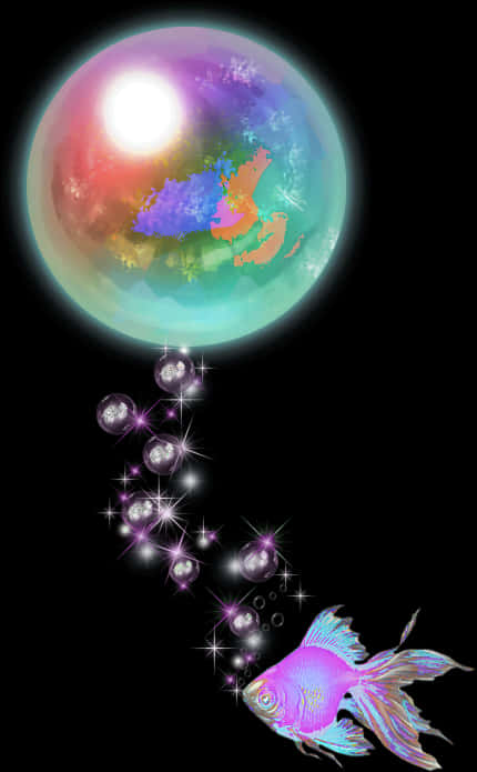 Cosmic_ Fish_ Bubble_ Trail PNG Image