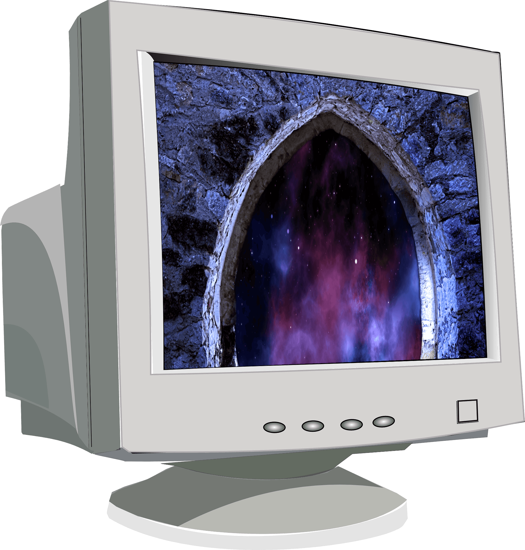 Cosmic Portal C R T Monitor PNG Image