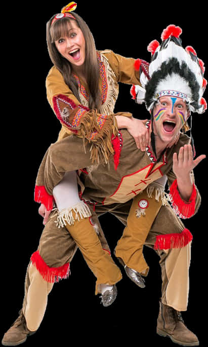 Costumed Duo In Festive Attire PNG Image