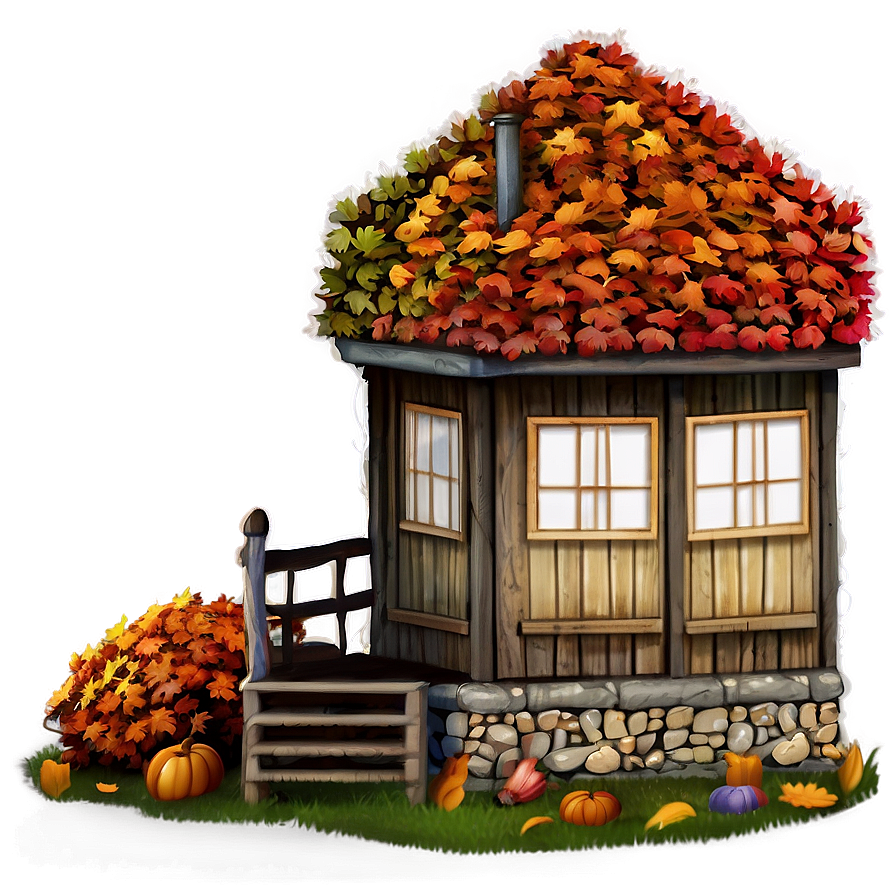 Cottage In Autumn Colors Png Poe53 PNG Image